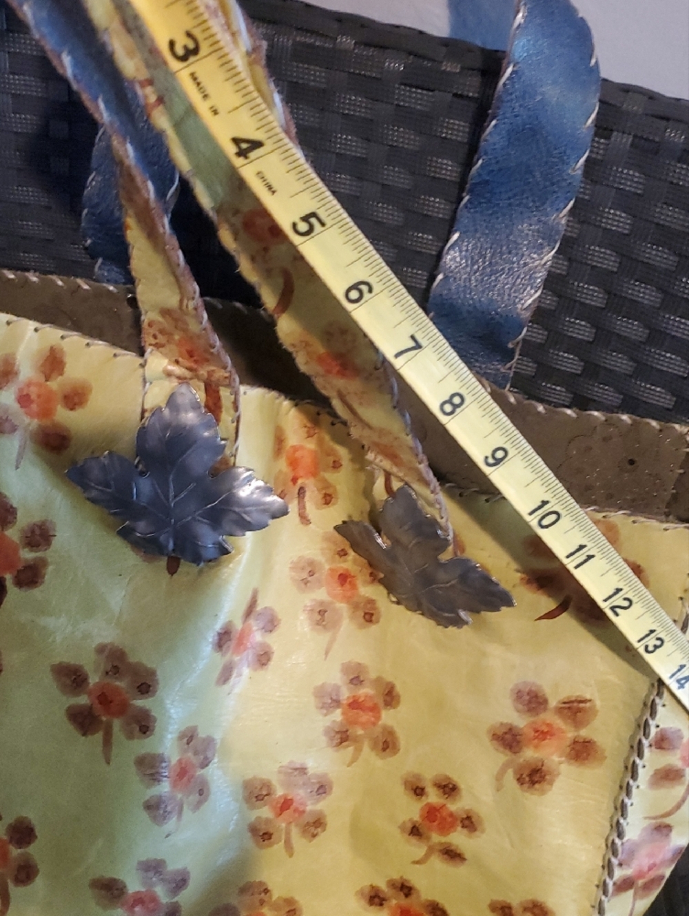 Leather Tote Bag with Silver Leaf Accent - Picture 10 of 10